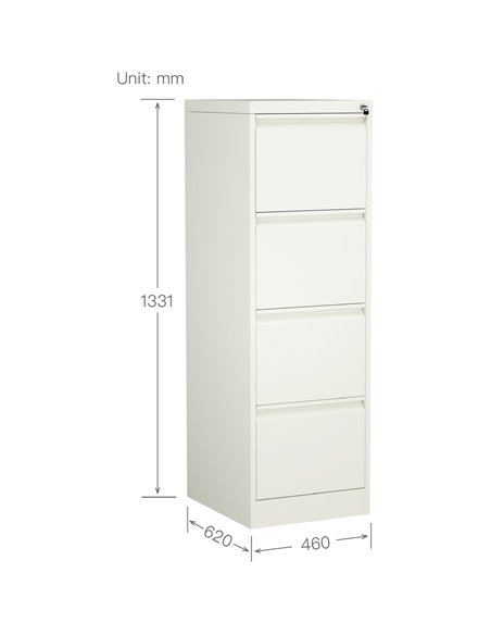 Professional Filing Cabinet 4 drawer 460x620x1330mm White | Stalwart DA-MXDC3WHITE