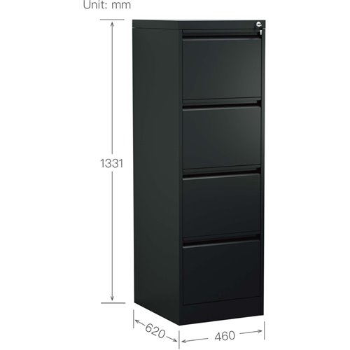 Professional Filing Cabinet 4 drawer 460x620x1330mm Black | Stalwart DA-MXDC3BLACK