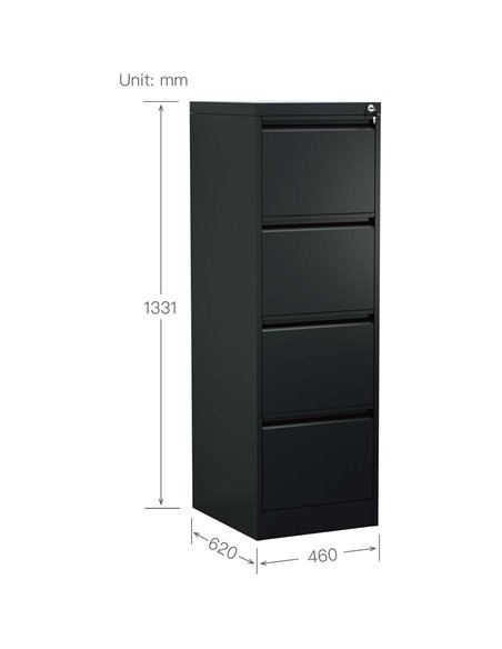 Professional Filing Cabinet 4 drawer 460x620x1330mm Black | Stalwart DA-MXDC3BLACK