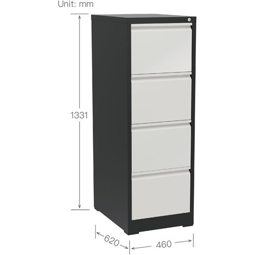 Professional Filing Cabinet 4 drawer 460x620x1330mm Dark Grey &amp White | Stalwart DA-MXDC3DARKGREY