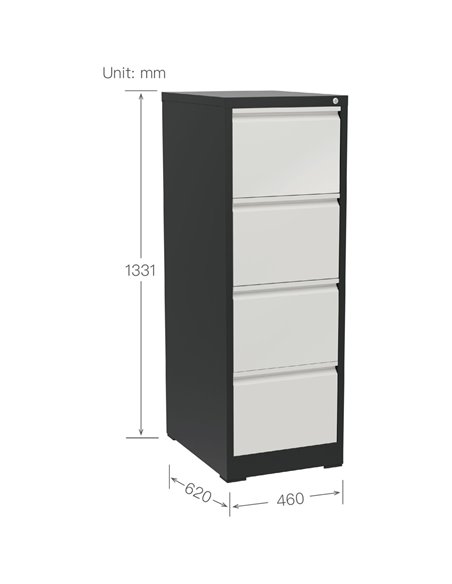 Professional Filing Cabinet 4 drawer 460x620x1330mm Dark Grey &amp White | Stalwart DA-MXDC3DARKGREY