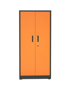 Heavy Duty Grey and Orange 2 Door Lockable Steel Tool Cabinet with 4 Shelves & Pegboard 800x400x1800mm | Stalwart DA-SETC1GRE 2