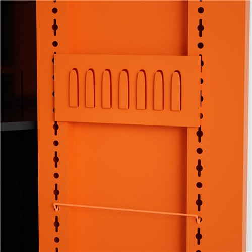 Heavy Duty Grey and Orange 2 Door Lockable Steel Tool Cabinet with 4 Shelves &amp Pegboard 800x400x1800mm | Stalwart DA-SETC1GRE