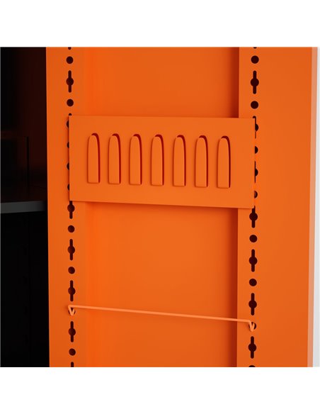 Heavy Duty Grey and Orange 2 Door Lockable Steel Tool Cabinet with 4 Shelves &amp Pegboard 800x400x1800mm | Stalwart DA-SETC1GRE