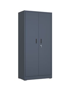 Heavy Duty Grey 2 Door Lockable Steel Tool Cabinet with 4 Shelves &amp Pegboard 800x400x1800mm | Stalwart DA-SETC1GREY