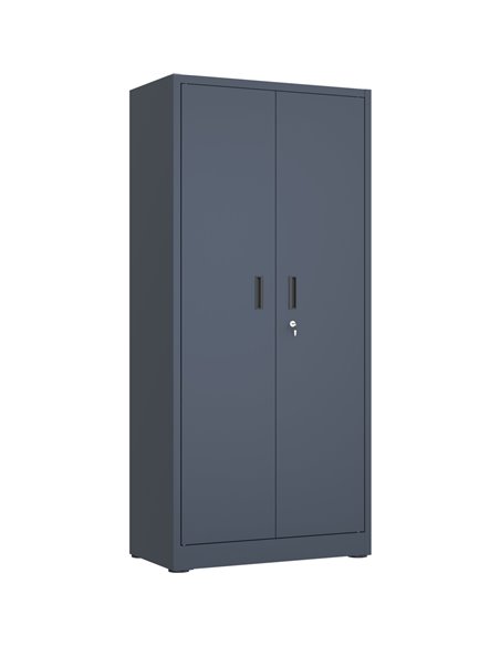 Heavy Duty Grey 2 Door Lockable Steel Tool Cabinet with 4 Shelves &amp Pegboard 800x400x1800mm | Stalwart DA-SETC1GREY