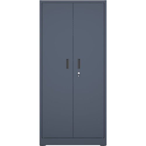 Heavy Duty Grey 2 Door Lockable Steel Tool Cabinet with 4 Shelves &amp Pegboard 800x400x1800mm | Stalwart DA-SETC1GREY