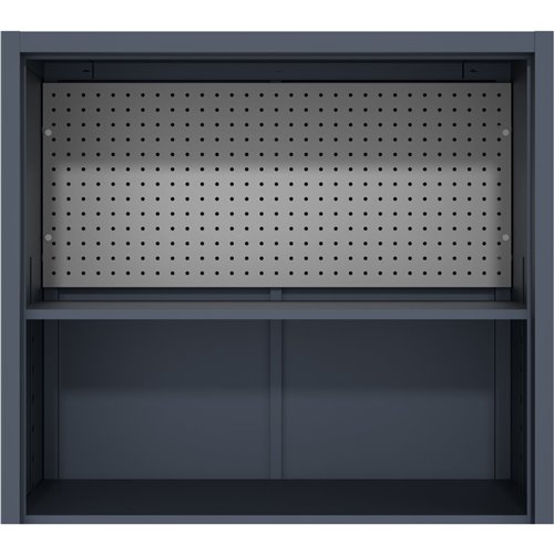 Heavy Duty Grey 2 Door Lockable Steel Tool Cabinet with 4 Shelves &amp Pegboard 800x400x1800mm | Stalwart DA-SETC1GREY