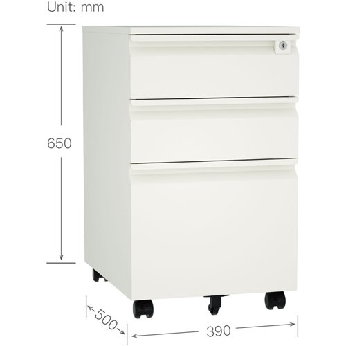 Professional Mobile Filing &amp Storage Cabinet 3 drawer 390x500x650mm White | Stalwart DA-SEMC1WHITE