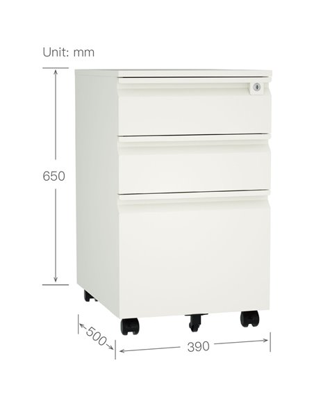 Professional Mobile Filing &amp Storage Cabinet 3 drawer 390x500x650mm White | Stalwart DA-SEMC1WHITE