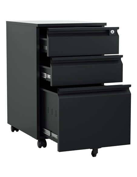 Professional Mobile Filing &amp Storage Cabinet 3 drawer 390x500x650mm Black | Stalwart DA-SEMC1BLACK