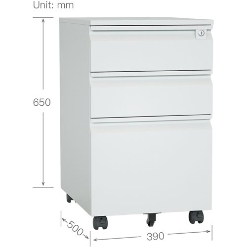 Professional Mobile Filing &amp Storage Cabinet 3 drawer 390x500x650mm Light Grey | Stalwart DA-SEMC1LIGHTGREY