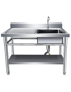Commercial Sink Stainless steel 1000x600x850mm 1 bowl right Splashback Undershelf | Stalwart DA-WUS100600RIGHT