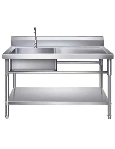 Commercial Sink Stainless steel 1200x600x850mm 1 bowl left Splashback Undershelf | Stalwart DA-WUS12060LEFT