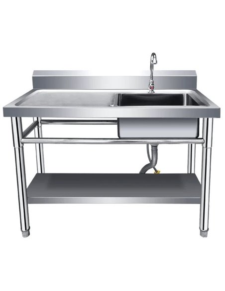 Commercial Sink Stainless steel 1200x600x850mm 1 bowl right Splashback Undershelf | Stalwart DA-WUS12060RIGHT