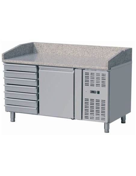 Refrigerated pizza preparation table 1 door 7 neutral drawers | Stalwart DA-THPZ1610TN