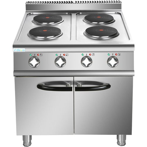 Commercial Electric Cooker 4 Burners with Cabinet Base 10.4kW 900mm Depth | Stalwart DA-HRQ912