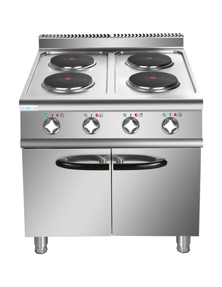 Commercial Electric Cooker 4 Burners with Cabinet Base 10.4kW 900mm Depth | Stalwart DA-HRQ912