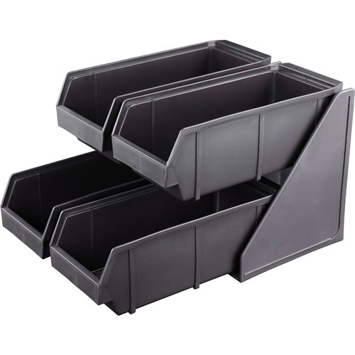 4 Bin Countertop Organiser 2 Tier Black | Stalwart DA-WQL3004