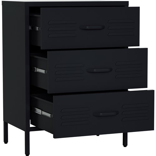 Metal Storage Cabinet 3 Drawers 600x380x800mm Black | Stalwart DA-MXHDC001BLACK