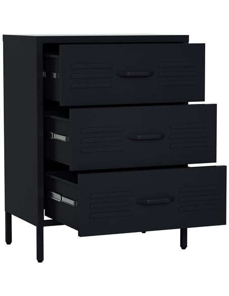 Metal Storage Cabinet 3 Drawers 600x380x800mm Black | Stalwart DA-MXHDC001BLACK
