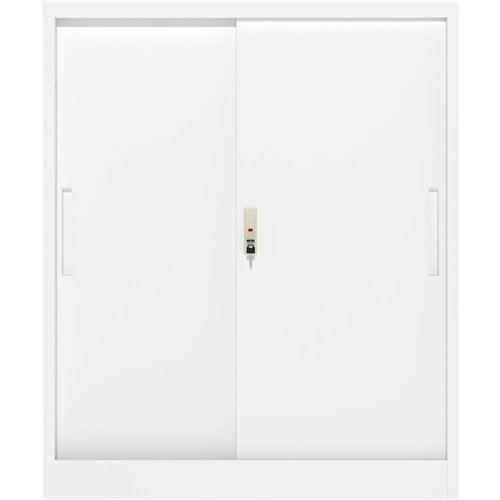 Professional Metal Storage Cabinet 2 sliding doors 800x400x1000mm Lock 2 adjustable shelves White | Stalwart DA-MXHSC005WHITE