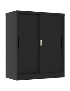 Professional Metal Storage Cabinet 2 sliding doors 800x400x1000mm Lock 2 adjustable shelves Black | Stalwart DA-MXHSC005BLACK