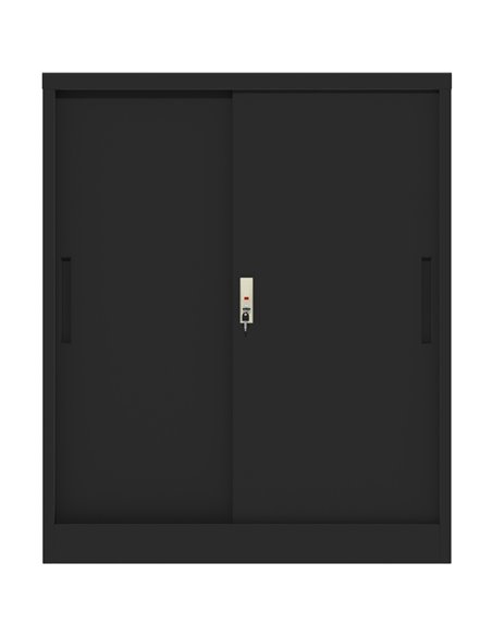 Professional Metal Storage Cabinet 2 sliding doors 800x400x1000mm Lock 2 adjustable shelves Black | Stalwart DA-MXHSC005BLACK