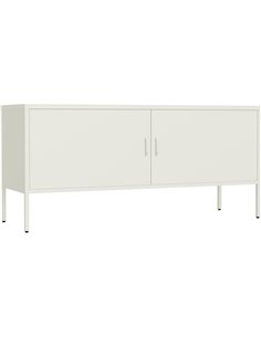 Professional Low Metal Storage Cabinet 2 Doors 1000x400x720mm 1 adjustable shelf White | Stalwart DA-MXHSC004WHITE
