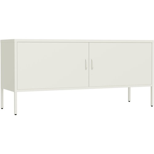 Professional Low Metal Storage Cabinet 2 Doors 1000x400x720mm 1 adjustable shelf White | Stalwart DA-MXHSC004WHITE