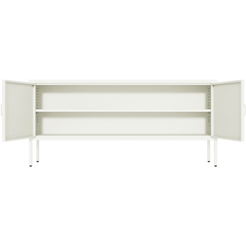 Professional Low Metal Storage Cabinet 2 Doors 1000x400x720mm 1 adjustable shelf White | Stalwart DA-MXHSC004WHITE