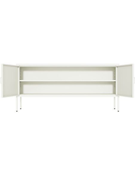 Professional Low Metal Storage Cabinet 2 Doors 1000x400x720mm 1 adjustable shelf White | Stalwart DA-MXHSC004WHITE