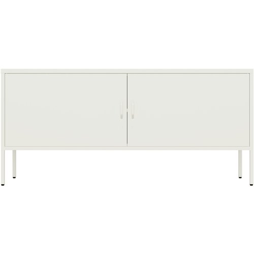 Professional Low Metal Storage Cabinet 2 Doors 1000x400x720mm 1 adjustable shelf White | Stalwart DA-MXHSC004WHITE
