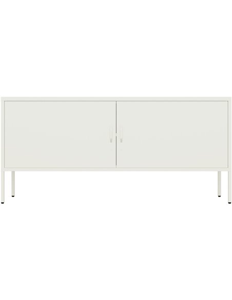Professional Low Metal Storage Cabinet 2 Doors 1000x400x720mm 1 adjustable shelf White | Stalwart DA-MXHSC004WHITE