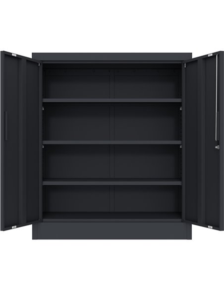Professional Metal Storage Cabinet 2 doors 900x400x1200mm Lock 3 adjustable shelves Black | Stalwart DA-MXFC13BLACK