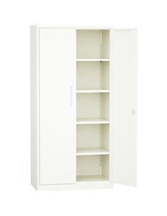 Professional Metal Storage Cabinet 2 doors 900x400x1800mm Lock 4 adjustable shelves White | Stalwart DA-MXFC14WHITE 2