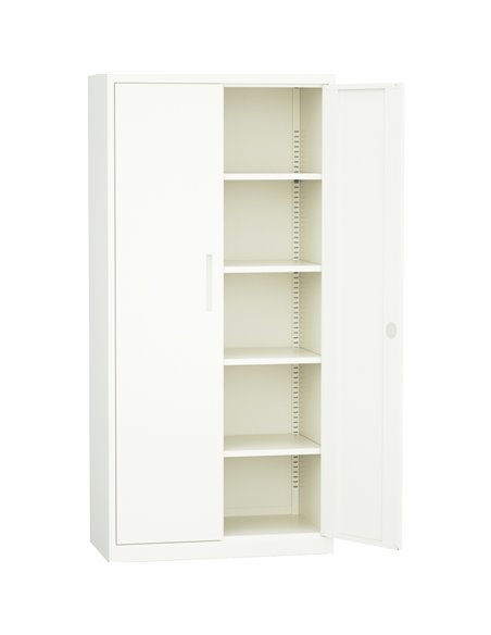 Professional Metal Storage Cabinet 2 doors 900x400x1800mm Lock 4 adjustable shelves White | Stalwart DA-MXFC14WHITE