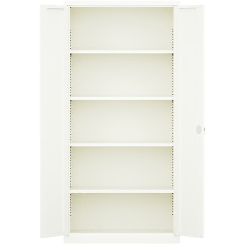 Professional Metal Storage Cabinet 2 doors 900x400x1800mm Lock 4 adjustable shelves White | Stalwart DA-MXFC14WHITE