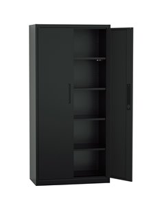 Professional Metal Storage Cabinet 2 doors 900x400x1800mm Lock 4 adjustable shelves Black | Stalwart DA-MXFC14BLACK 2