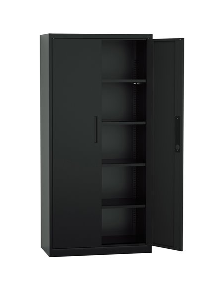Professional Metal Storage Cabinet 2 doors 900x400x1800mm Lock 4 adjustable shelves Black | Stalwart DA-MXFC14BLACK