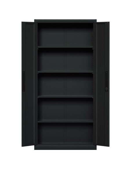 Professional Metal Storage Cabinet 2 doors 900x400x1800mm Lock 4 adjustable shelves Black | Stalwart DA-MXFC14BLACK