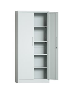 Professional Metal Storage Cabinet 2 doors 900x400x1800mm Lock 4 adjustable shelves Light Grey | Stalwart DA-MXFC14LIGHTGREY 2