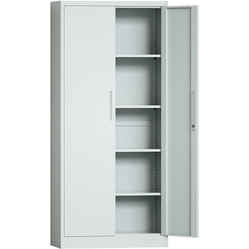 Professional Metal Storage Cabinet 2 doors 900x400x1800mm Lock 4 adjustable shelves Light Grey | Stalwart DA-MXFC14LIGHTGREY