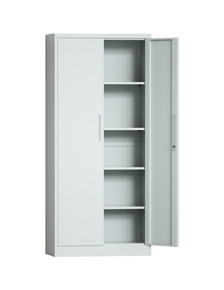 Professional Metal Storage Cabinet 2 doors 900x400x1800mm Lock 4 adjustable shelves Light Grey | Stalwart DA-MXFC14LIGHTGREY