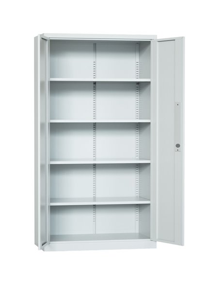 Professional Metal Storage Cabinet 2 doors 900x400x1800mm Lock 4 adjustable shelves Light Grey | Stalwart DA-MXFC14LIGHTGREY
