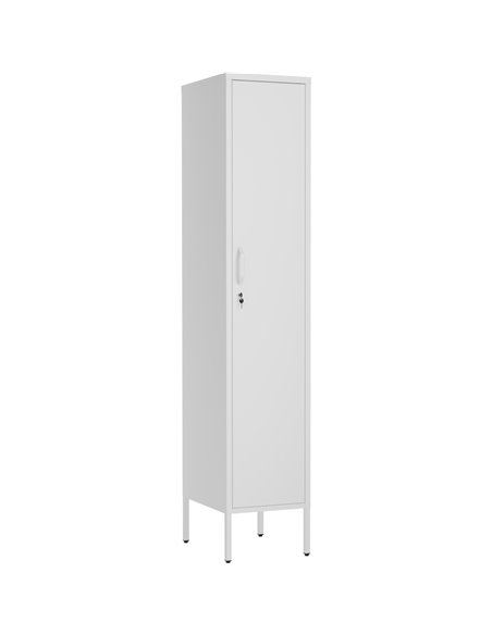 Professional Metal Storage Cabinet 1 Door 350x460x1830mm 3 adjustable shelves White | Stalwart DA-MXHSC003WHITE