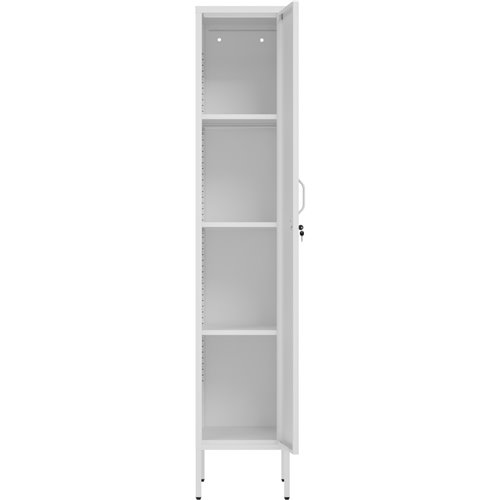 Professional Metal Storage Cabinet 1 Door 350x460x1830mm 3 adjustable shelves White | Stalwart DA-MXHSC003WHITE