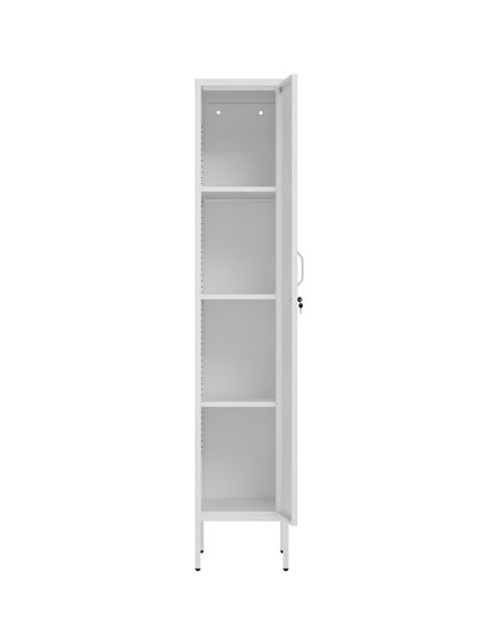 Professional Metal Storage Cabinet 1 Door 350x460x1830mm 3 adjustable shelves White | Stalwart DA-MXHSC003WHITE