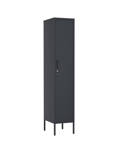 Professional Metal Storage Cabinet 1 Door 350x460x1830mm 3 adjustable shelves Black | Stalwart DA-MXHSC003BLACK