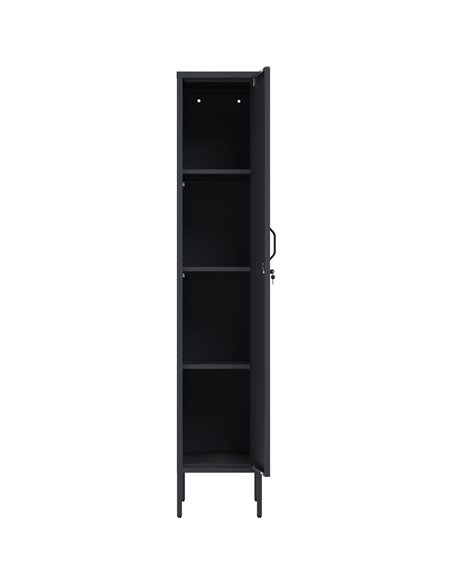 Professional Metal Storage Cabinet 1 Door 350x460x1830mm 3 adjustable shelves Black | Stalwart DA-MXHSC003BLACK